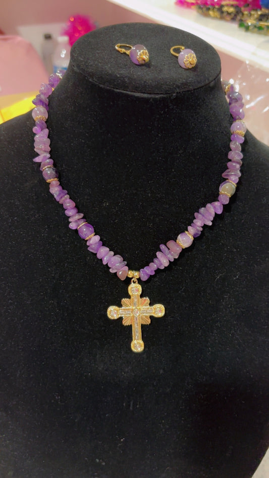 Amethyst Cross Necklace